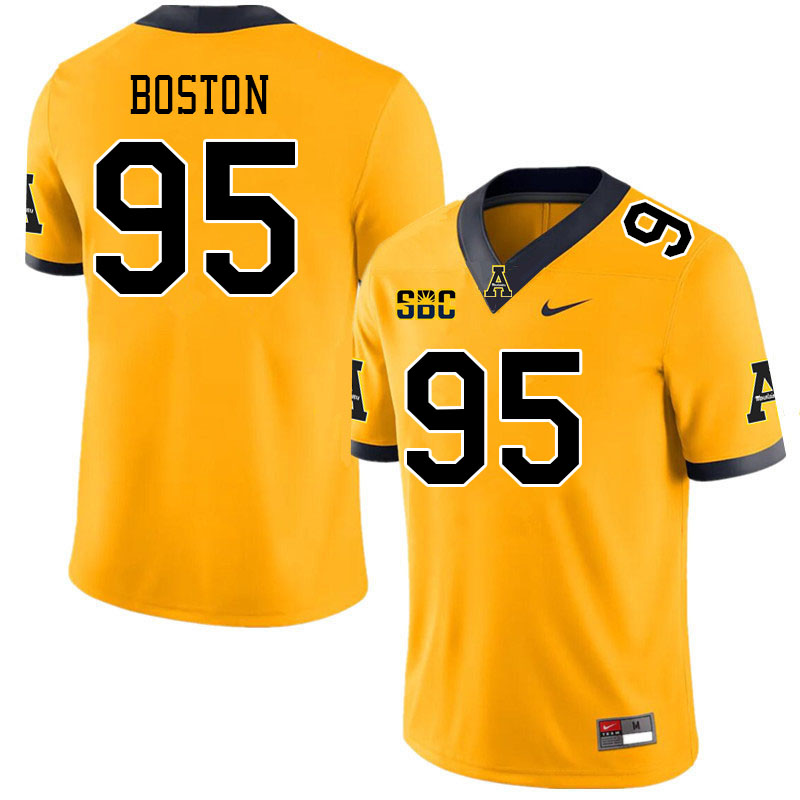 Men #95 Kason Boston Appalachian State Mountaineers College Football Jerseys Stitched Sale-Gold